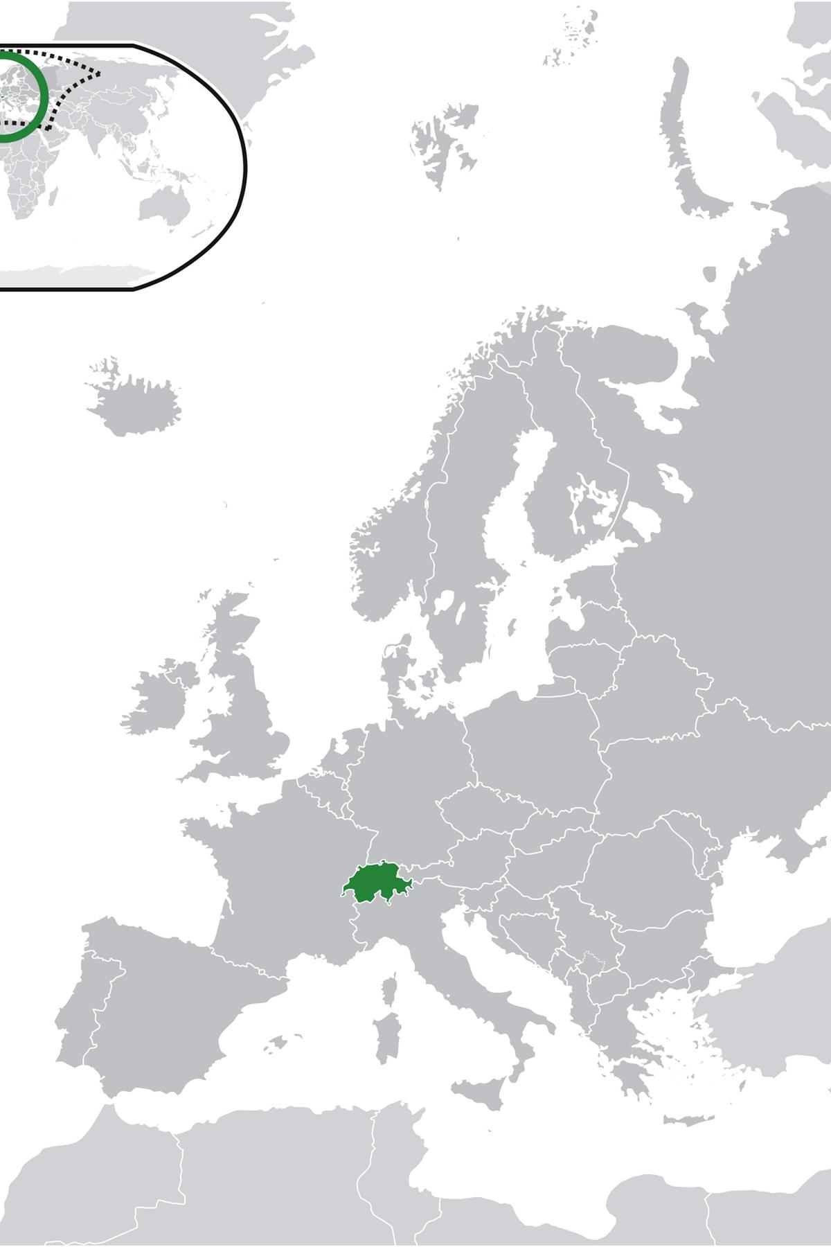 Where Switzerland sits in Europe